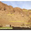 Guidebook climbing in the Todra gorges, Morocco <br>
Topo escalade gorges du Todgha, Maroc <br>
Beyond the gorges, right / Au delà des gorges, droite