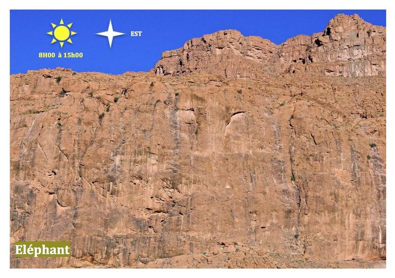 Climbing in Morocco Escalade au Maroc<br>
Guidebook climbing in Todra gorges <br>
Secteur Eléphant