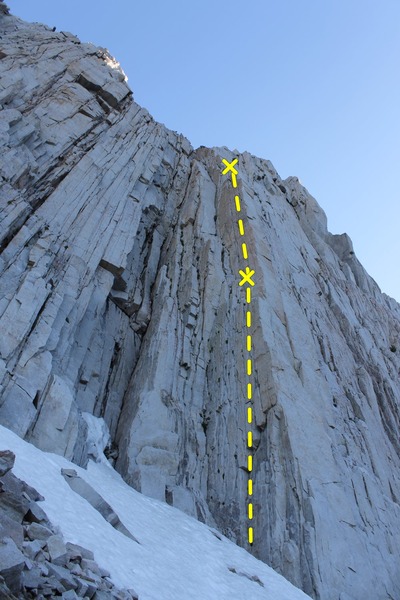 Photo of the entire route (2 pitch)