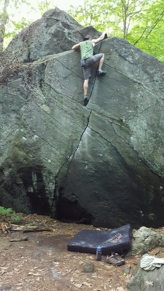 just about to top out....loved this boulder problem