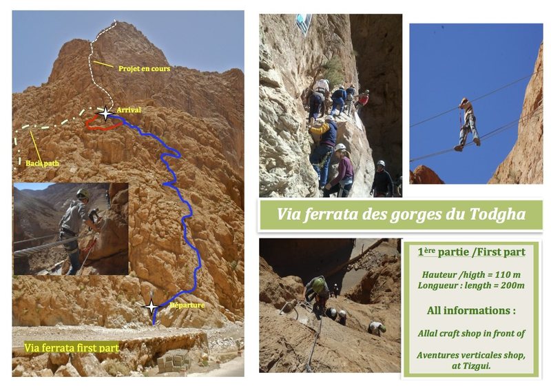 Climbing in Morocco Escalade au Maroc <br>
Guidebook climbing in Todra gorges <br>
Via ferrata