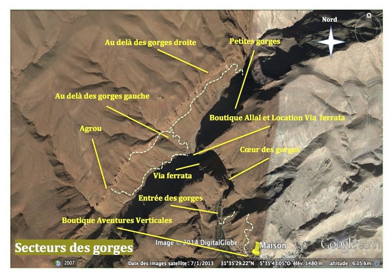 Climbing in Morocco Escalade au Maroc <br>
Guidebook climbing in Todra gorges <br>
Overview of gorges