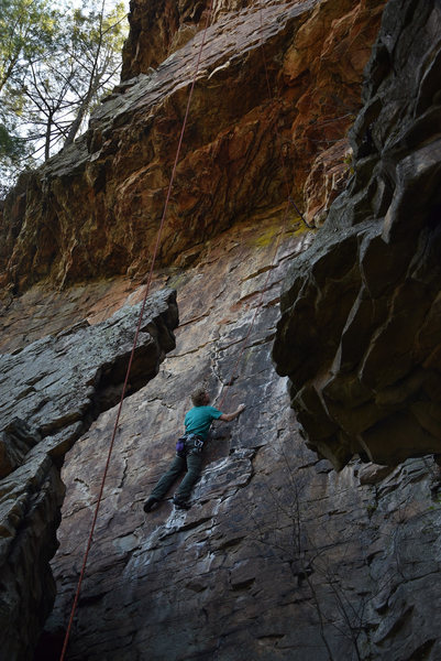 Fantastic face climbing beneath the main over look, WARNING: without ...