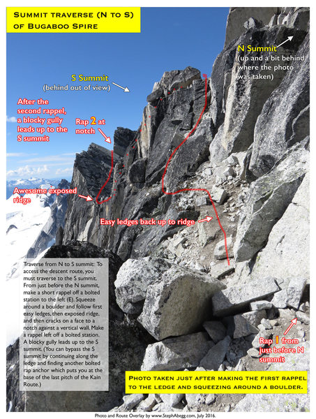 Route Overlay Summit Traverse Bugaboo Spire.