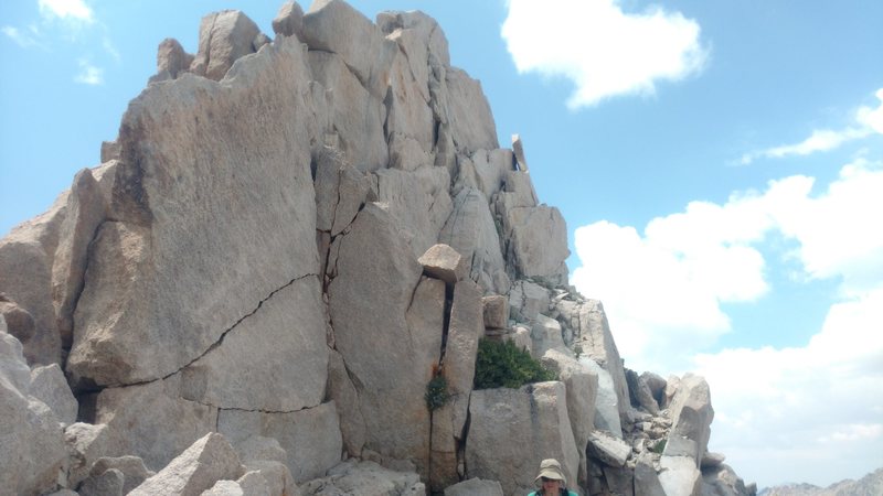 Summit block requiring mantle move sits atop these blocks. It ensures something of a distinct summit experience.