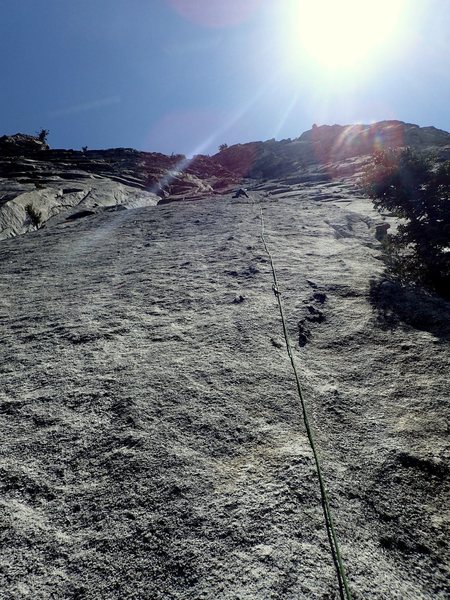 Connecting up pitches 3 and 4 using about 55m of rope.