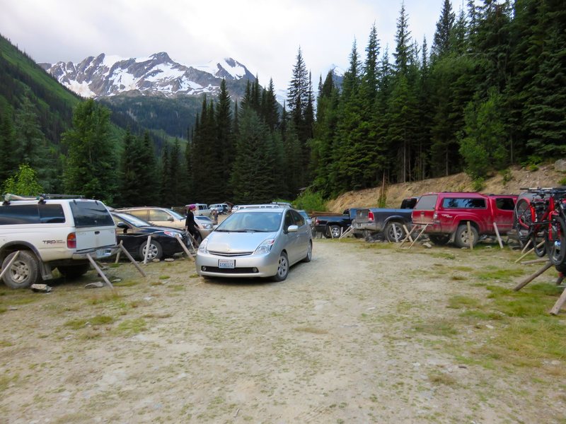 The parking lot full of chicken-wire-wrapped cars. Good luck finding a parking spot on a midsummer weekend.