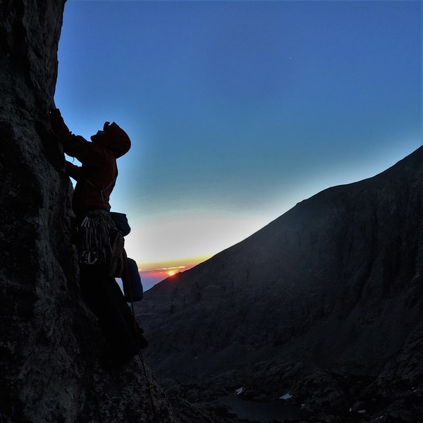 We started climbing at 230am. The sun caught up with us 4 pitches in, and it was magical.
