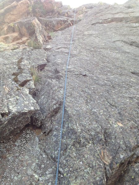 The climbing is a little left of the rope.