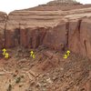 Lost World Butte .Bartlett Flat.Moab Area .<br>
A)Kipling Groove.B)Gateway to the Lost World.. C)IF.D)Howe in the World Chimney. 