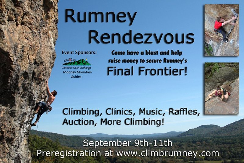 Do you want to go to a party where your incessant talk about climbing is NOT weird? Than come to the Rumney Rendezvous! From September 9th through the 11th, climbers from all over the world will gather to celebrate Rumney. There will be slideshows, a competition, and yes, incessant talk about climbing. Further details will be forthcoming…