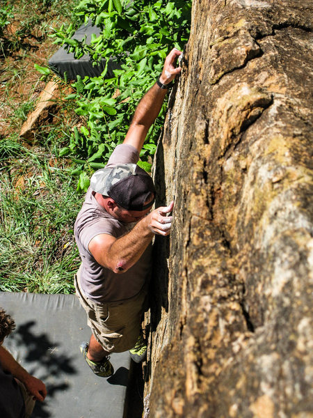 AB looking for footholds.