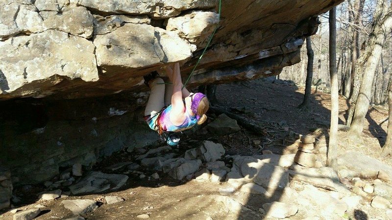 Myself climbing at UNK's outdoor adventure spring break 2015 trip. Don't be fooled, I only hung there long enough to get the picture
