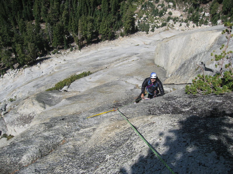 This picture was taken from the pitch 4 belay anchors.