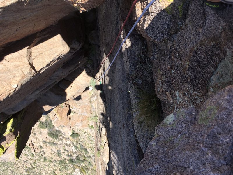 Looking down at the route from the top. Photo Marc Tarnosky.