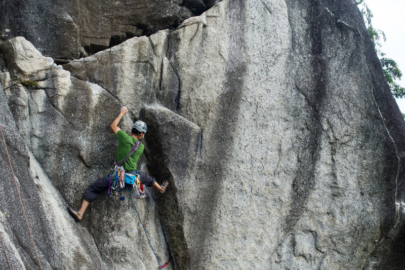 Stemming the initial overhang. Photo by JH.