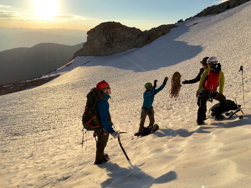 Getting ready to rope up for the Silver Star Glacier.