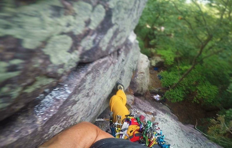 Onsight lead of Jacob's Ladder (5.6) on July 30, 2016.