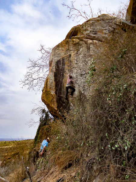 Steena mid-way through Aid Climb.