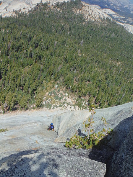 Vlada Matena leading pitch 4, Grand Central, North Buttress of Cathedral