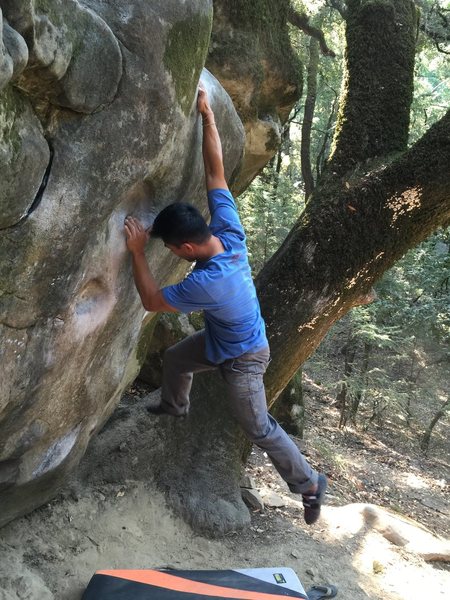 Phil Chai sending Hueco Wall