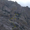 Dashed line is the route, as best we can figure it. Dotted line shows where we were off route. Photo Drew Chojnowki.