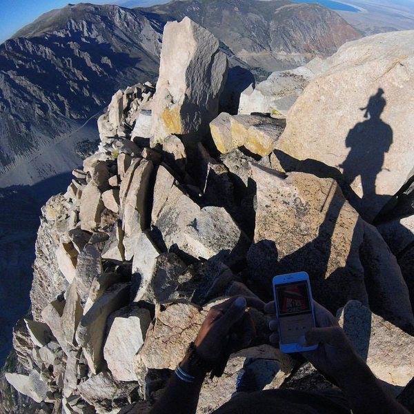 Lonnie Kauk on top after soloing "The Backbone" (III 5.7). Photo: L. Kauk