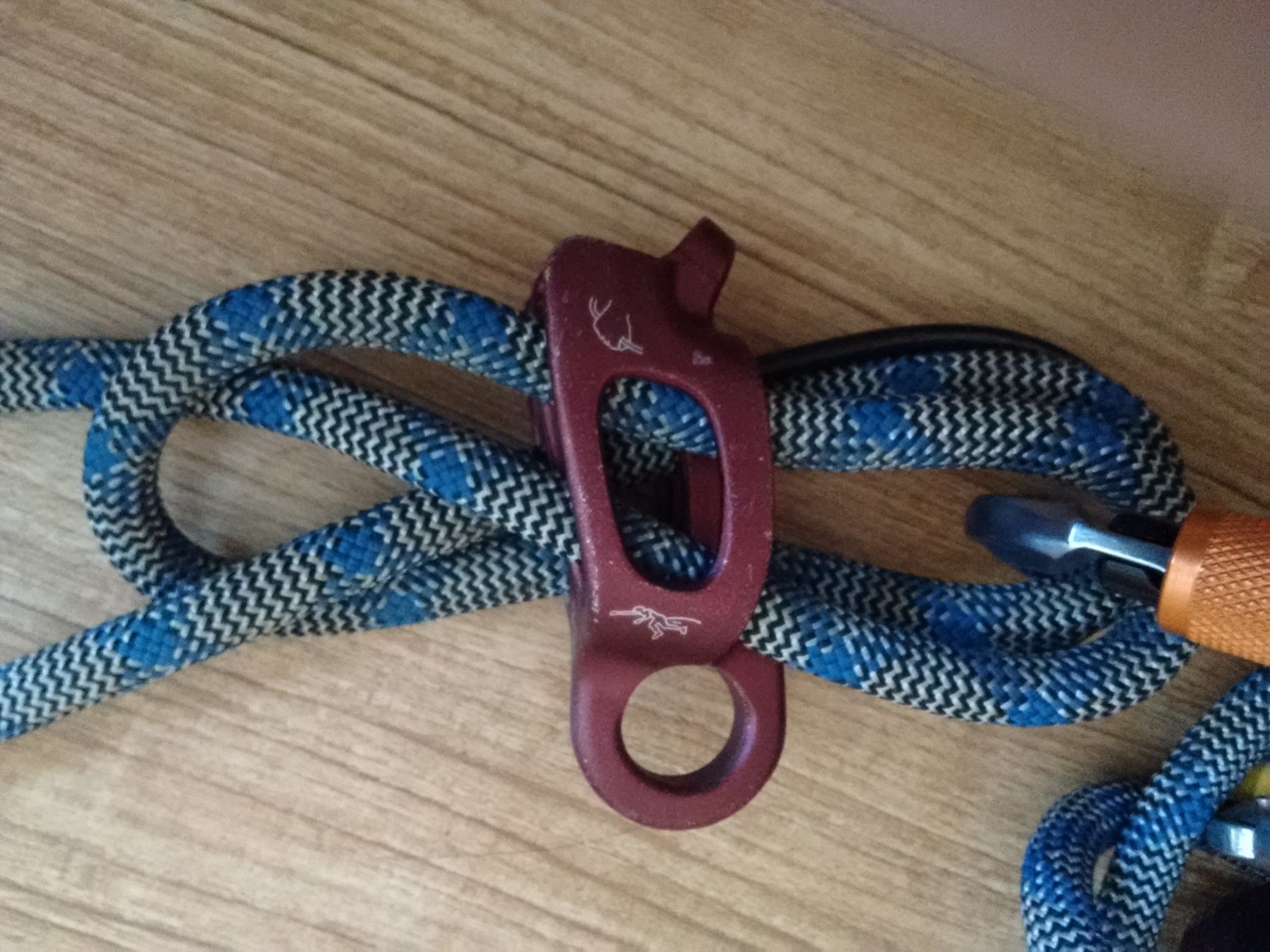 Clove hitch with loops through ATC slots.