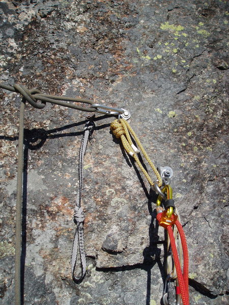 New anchor found at "Lead Poisoning" belay stance. One old 1/4' remains.