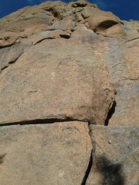 The route - first bolt is obvious, just right of the hand crack.