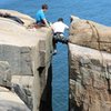 Jonah belaying his dad at Otter Cliffs, Acadia National Park, August 2016