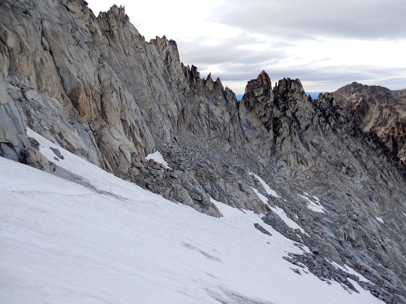 descent snow conditions. We were happy to have light crampons. (no axes)
