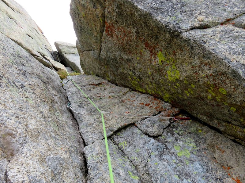 Looking up the chimney on Pitch 5. Pretty easy climbing.