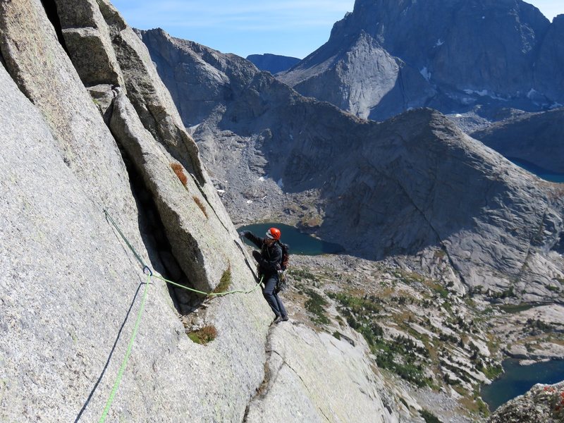 The final traverse at the end of Pitch 8.