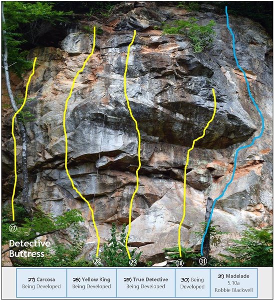 Detective Buttress - Prominent nose-like feature towards the entrance to the crag