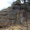 The west face of the East Block.<br>
<br>
3. Unknown (5.6).<br>
4. Crack Route (5.6).<br>
5. Roof Route (5.10-).