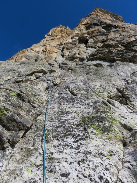 Pitch 1. Sarah is at the first belay in the photo.