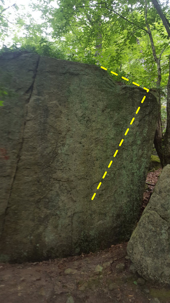 The far right side of the main boulder. Rather than working up left to a terrible pinch (Dyno-Soar), stay right. Start matched on the obvious incut crimp and make dynamic moves to the lip, finishing in the same spot as "Dyno-Soar."<br>
<br>
Very hard if you're a shorter climber.