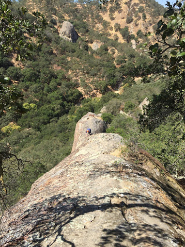 View down the ridge from the midway bolts and 1st exit option.