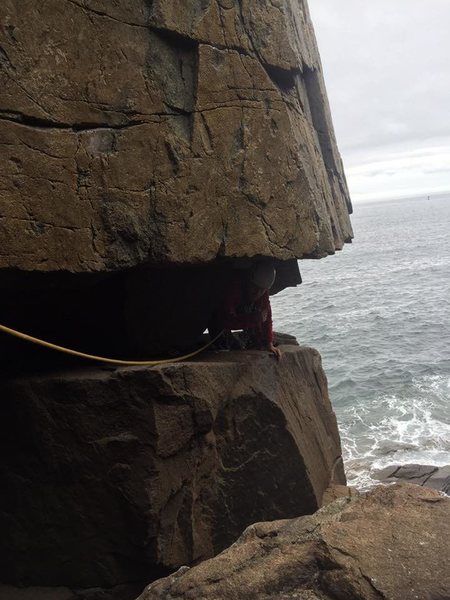 Army crawl around the sea stack....