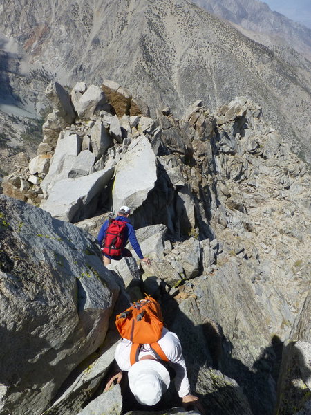 Starting to descend the North Ridge of Independence Peak