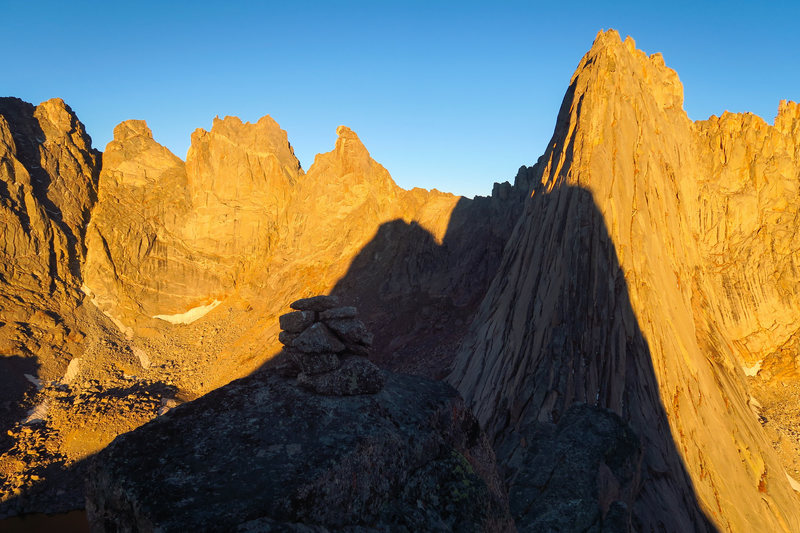 Pingora casts a shadow on the Cirque. This was taken from Tiger Tower.