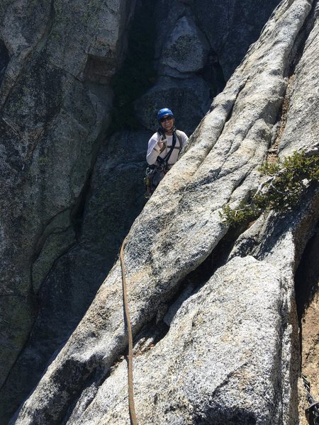 Top of pitch two before traversing to the anchor.