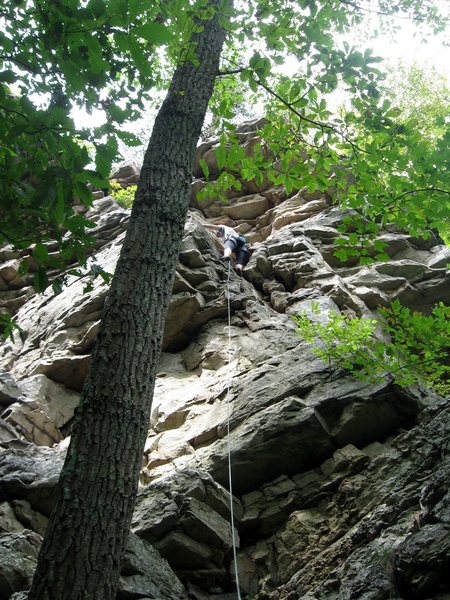 climber on route in far right corner where the path bends uphill. I believe Fat Bastard