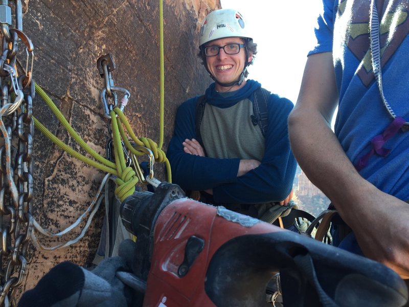 Power drill for bolt replacement by permit of Colorado National Monument.