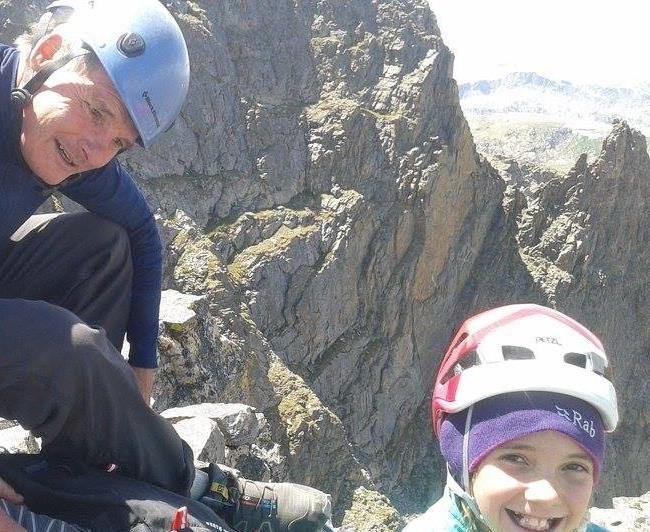 11 year old Katie Kelble on the summit with a proud dad.
