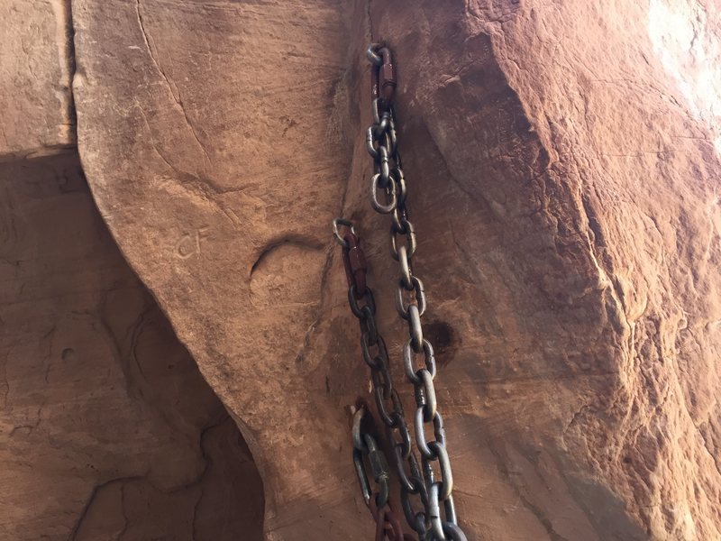 New 2nd pitch anchor. This anchor is the popular anchor used for a 2 rope rappel to the ground.
