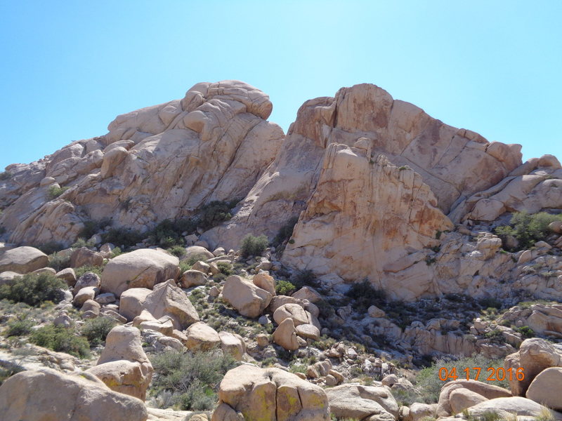 Left to right: South Breezeway Dome, North Breezeway Dome, and Hawk Rock in front.