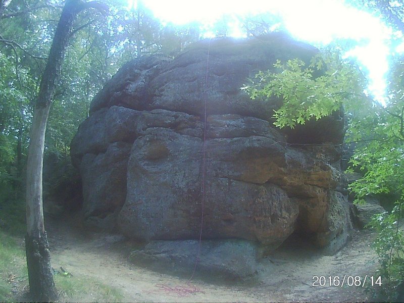 Boulder about 20' little bit of a challenge... this one is right as you walk up the wood steps and go left .