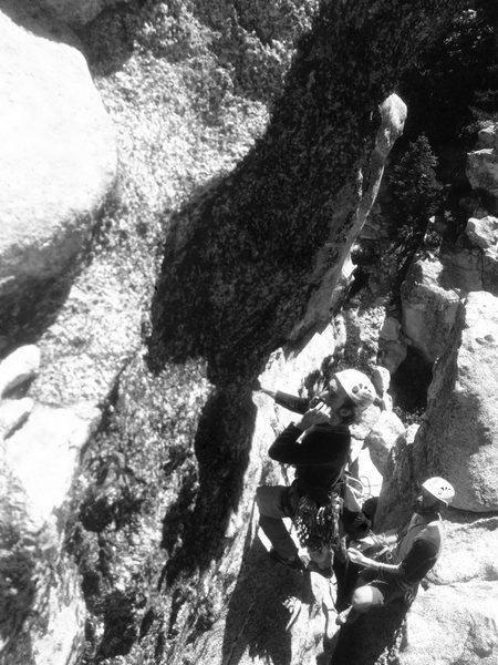 C. Norwood on the crux second pitch of Black Death!!